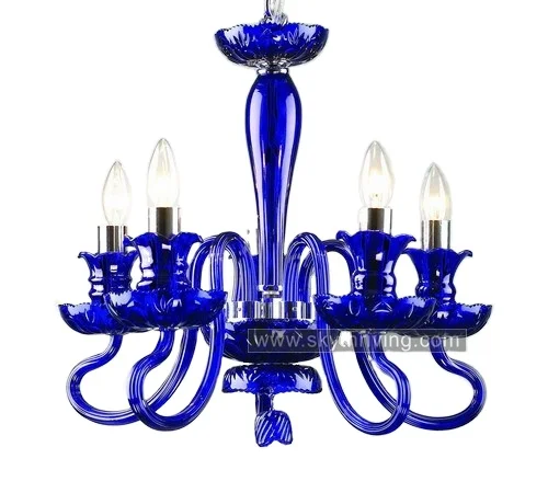 glass chandelier blue art glass lighting