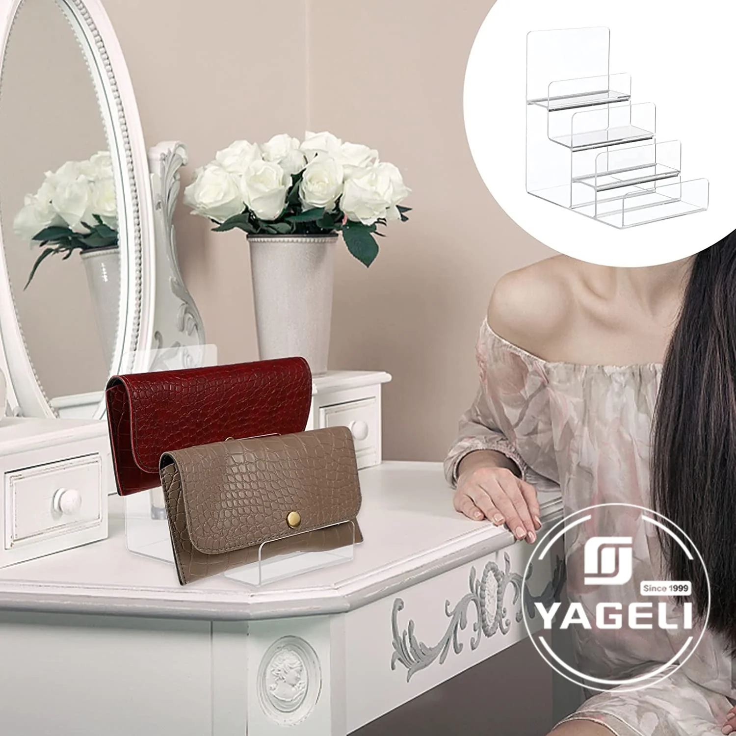 Прозрачная акриловая подставка для бумажника витрина сумок и кошельков держатель розничного магазина полка косметики