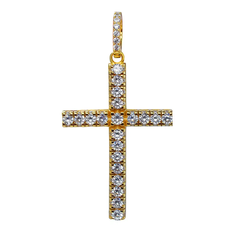 Western Charms Jewelry Medieval Vintage Punk Retro Faith Micro Pave  Large Gothic Cross Charm Pendants For Men