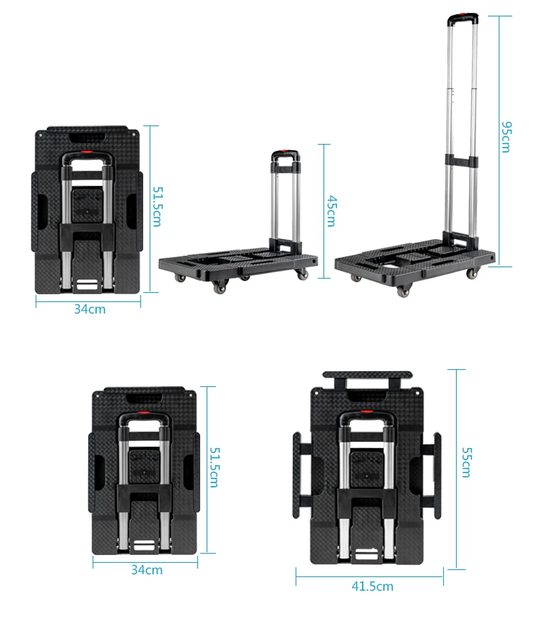 Folding Shopping Mini Flatbed Trolley Push-Pull Minivan Household Platform Shopping Luggage Cart Trolley