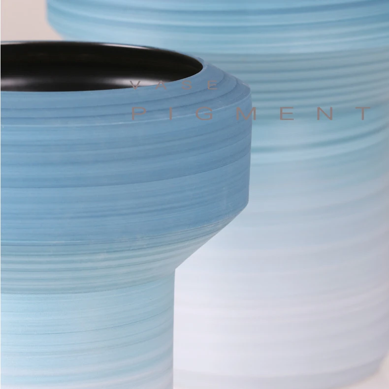 Wholesale luxury indoor decorative vase handmade stripe Transparent modern ceramic vase