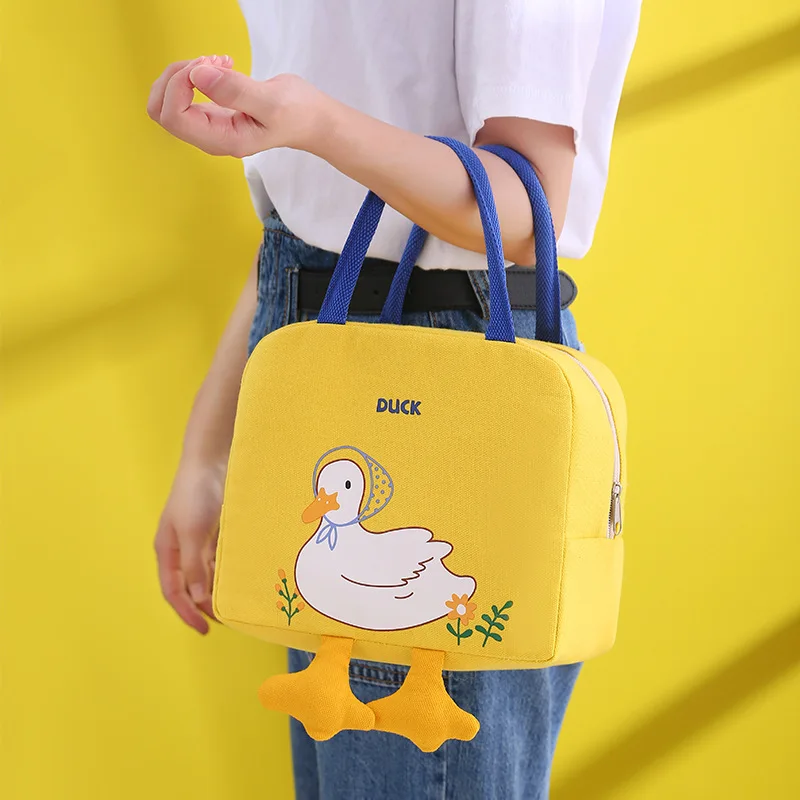 20 colors Small yellow duck lunch bag cute cartoon bento bag handbag storage canvas insulated bags for lunch box