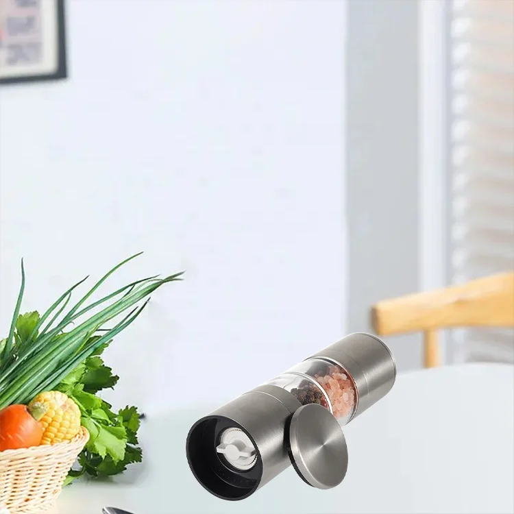 Kitchen 2 in 1 double-headed salt pepper grinder manual stainless steel salt mill machine pepper mills spice grinder