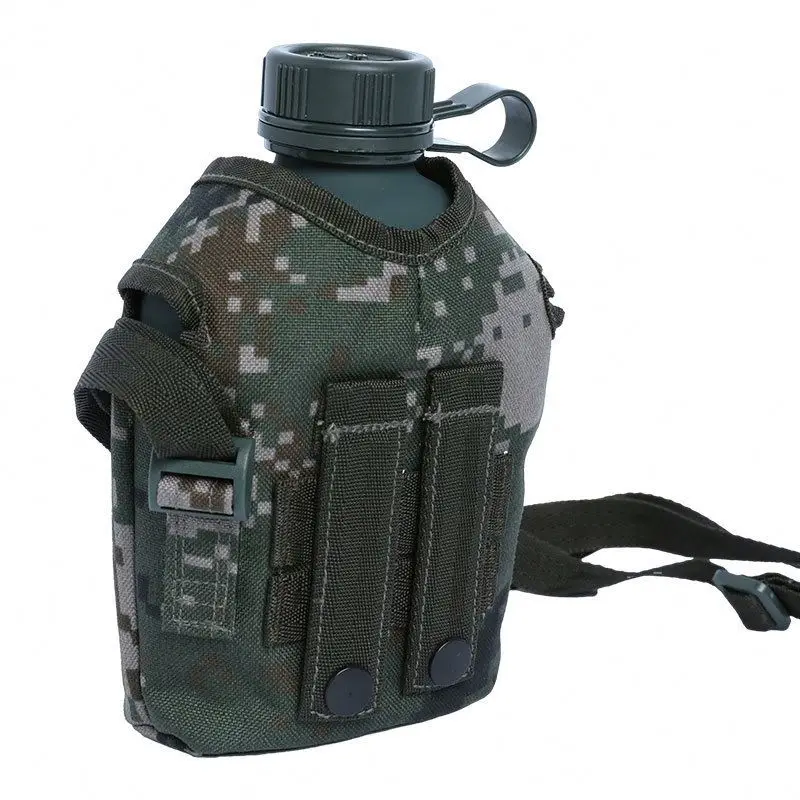 Original Factory Outdoor tactical water bottle camouflage in stock  Aluminum kettle with belt for camping canteen
