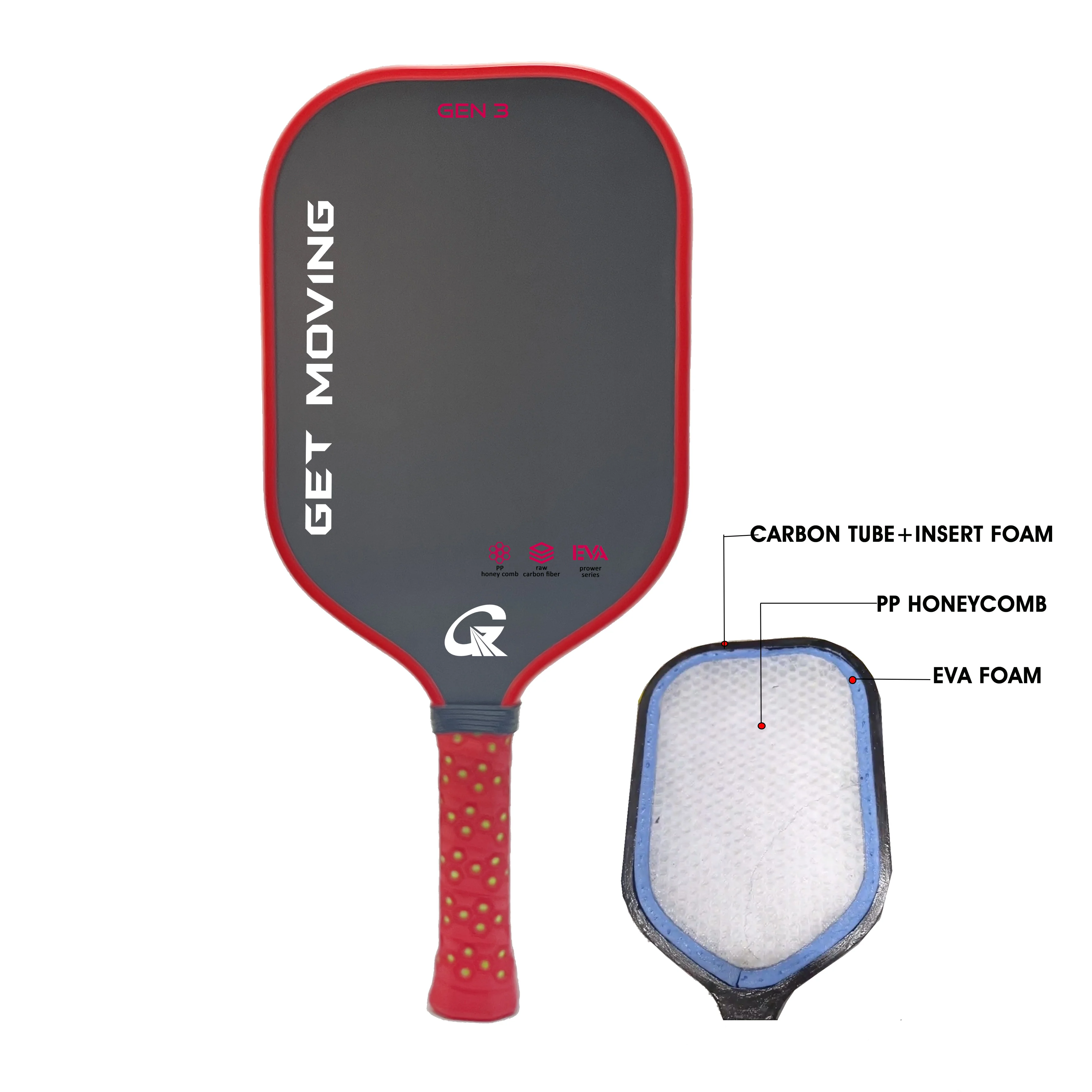 Lansda Custom Top Quality 16Mm Perseus Eva Gen 3 Propulsion Core Paddle T700 Raw Carbon Fiber Pickleball Paddle Racket
