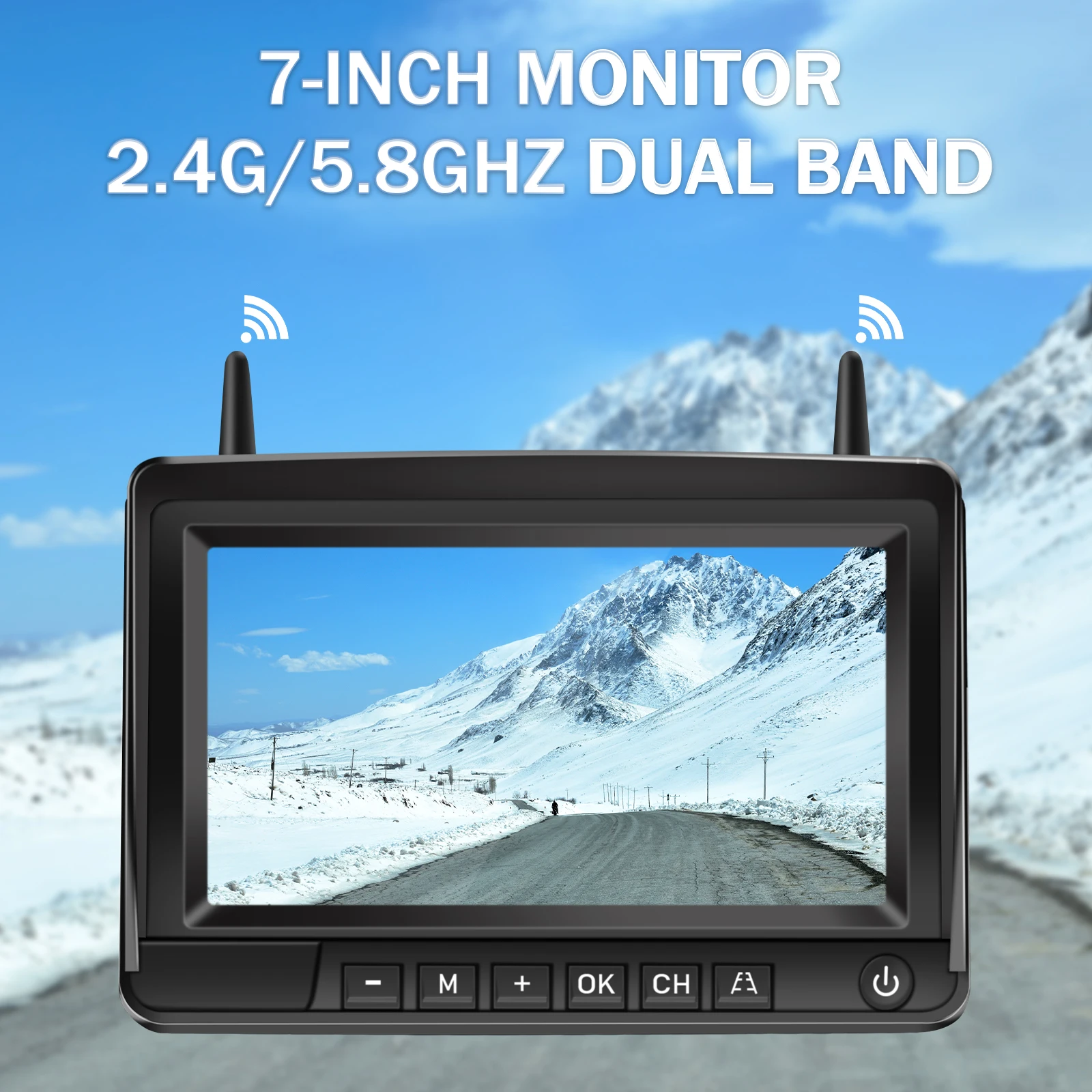 AHD 1080P Wireless IPS 7 Inch Car Monitor Rear View Reverse Camera Driving Kit with Stable Digital Signal Auto Parking