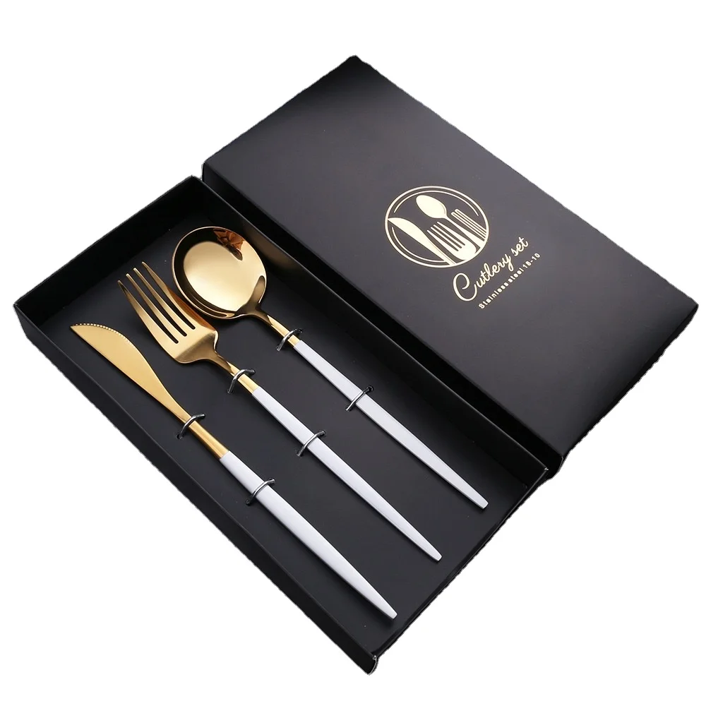 Cutlery Box Knife Fork Spoon luxury Stainless Steel Gold Cutlery Flatware Set