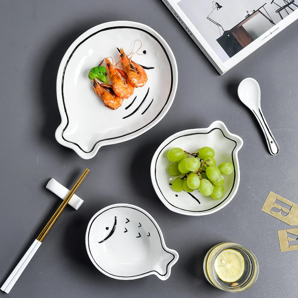 New Design Ceramic Porcelain Dinnerware Plates Bowl Dinner Set Tableware Enamel Sauce