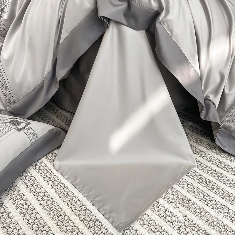 2024 Autumn And Winter New 100 Light Luxury Long-staple Cotton Embroidery Four-piece Set Of All-cotton Pure Cotton Bed Sheet