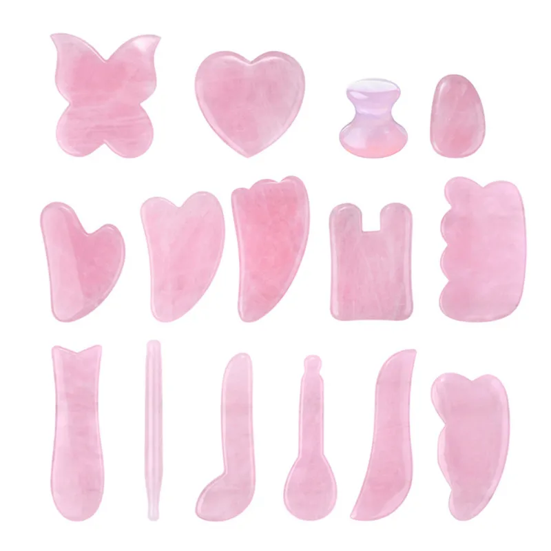KCONYD  VIP OEM ODM  High Quality Natural Rose Quartz Guasha Tools Facial massager Factory Wholesale Different Shape Custom LOGO