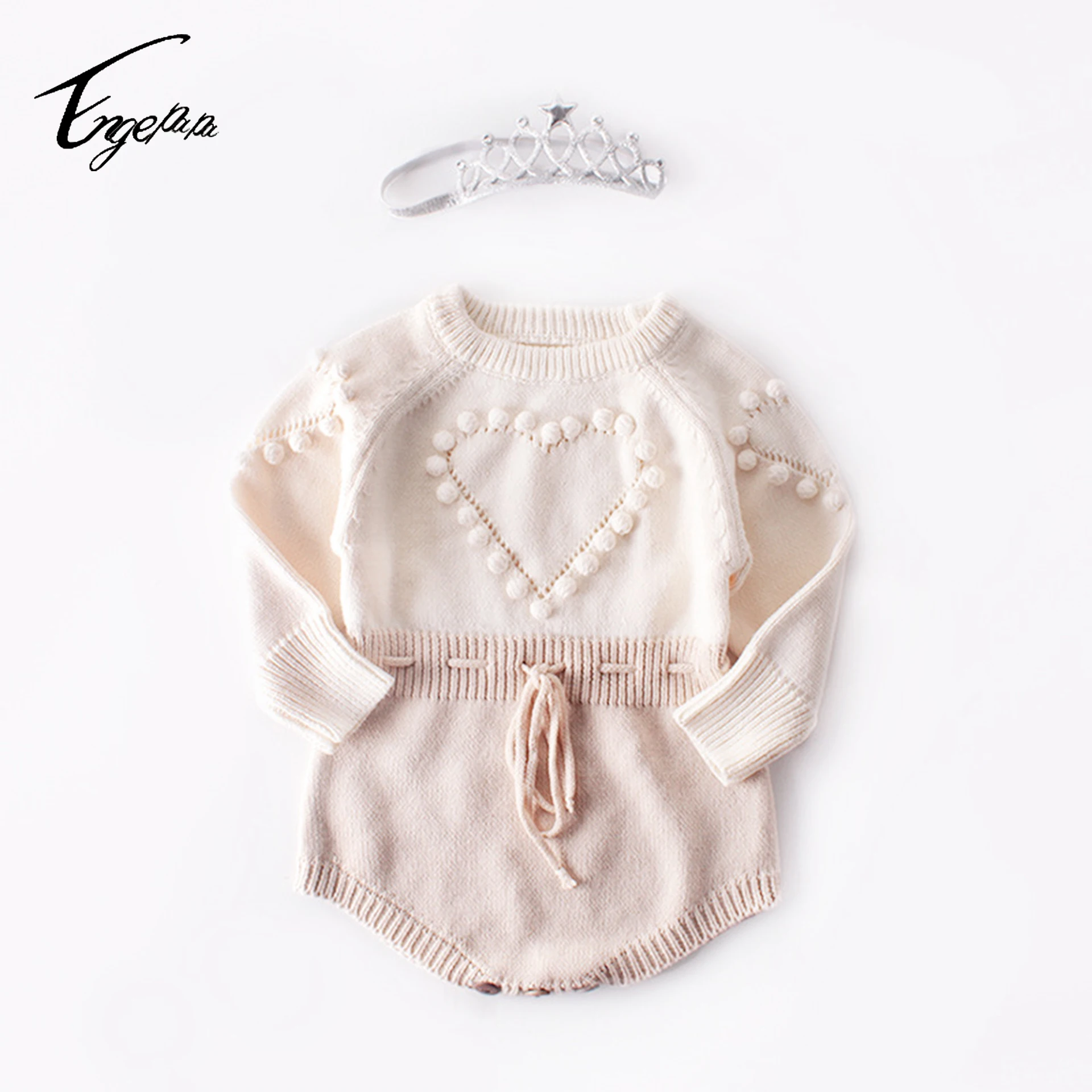 Engepapa infant knit love boy sweater newborn knitting long sleeve clothes baby girl knitted romper