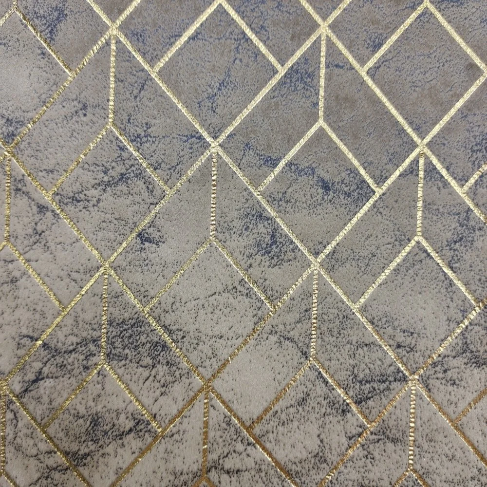 Geometric pattern 100% polyester velour fabric golden glue emboss bronzing holland velvet curtain fabric for home textile