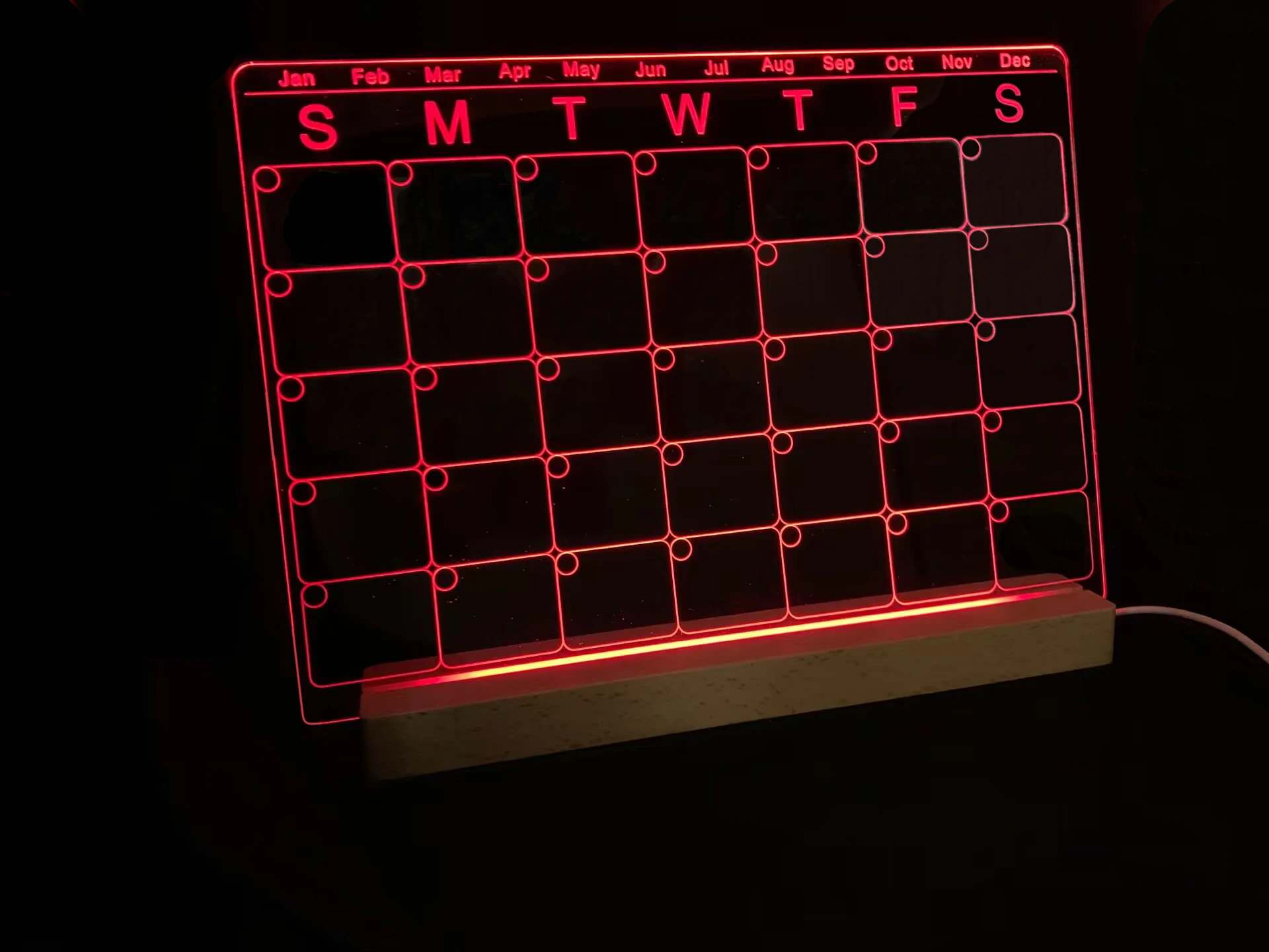 LED Mutil-Color Blank Acrylic Message Board Note Memo board Wood stand Base With Pen Dry Eraser