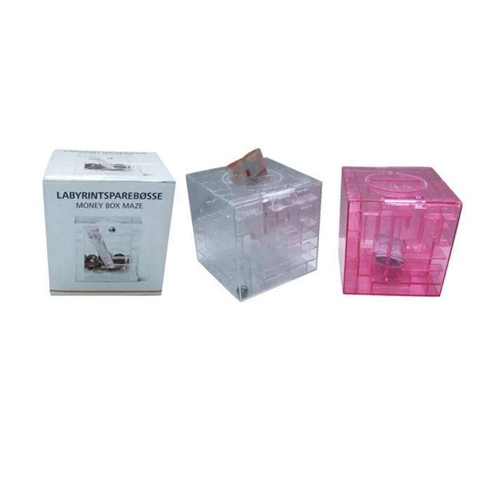 Plastic Cube building blocks money saving Coin box DIY assembled piggy bank cube