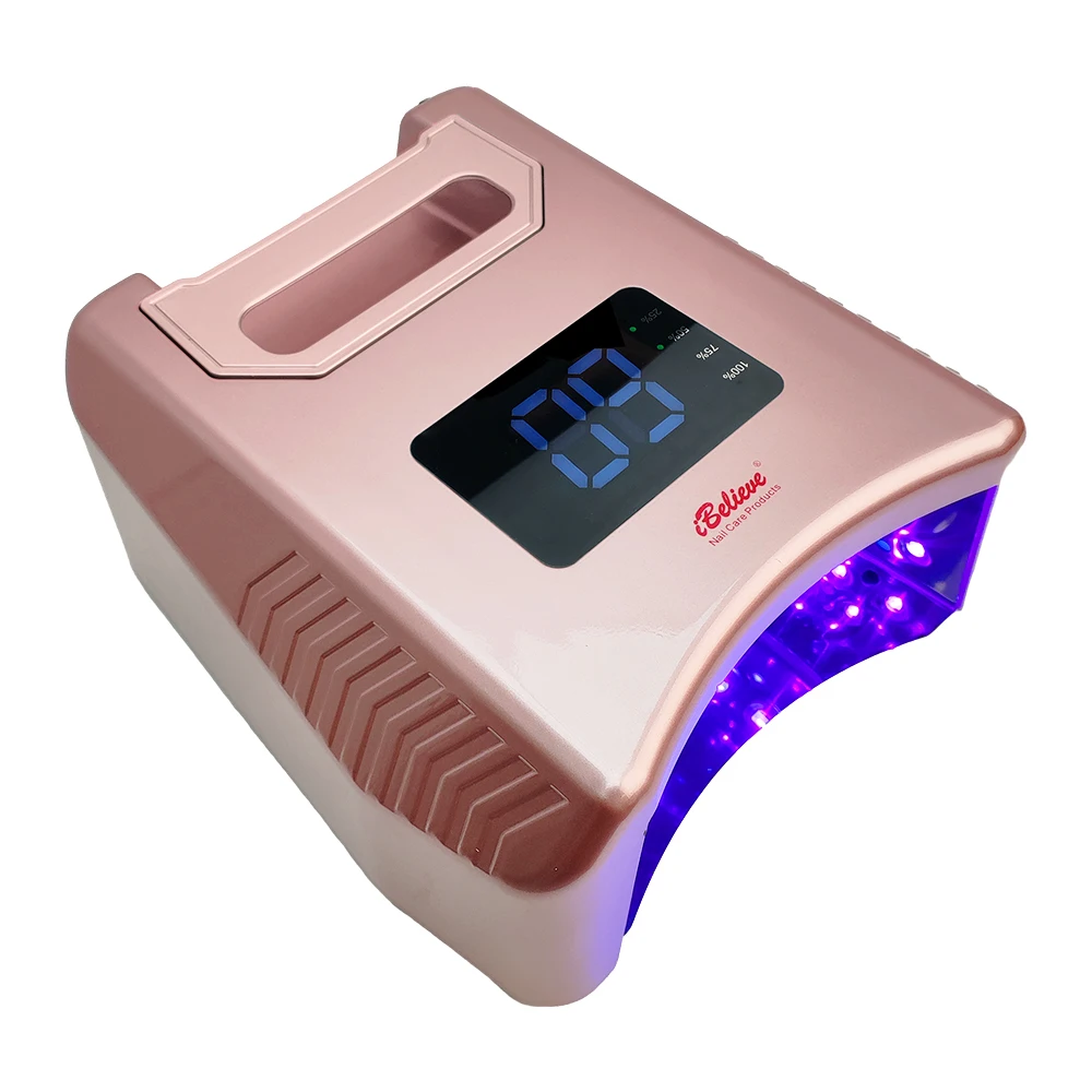 iBelieve Gel UV Led Cordless Nail Lamp Machine Rechargeable Custom Pro 80w Nail Lamp Professional With 52pcs Powerful Bulb