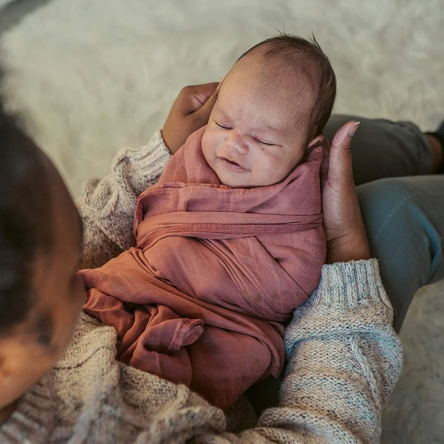 Wholesale Price Newborn Stretchy Cotton Muslin  Swaddle Blanket Organic Baby