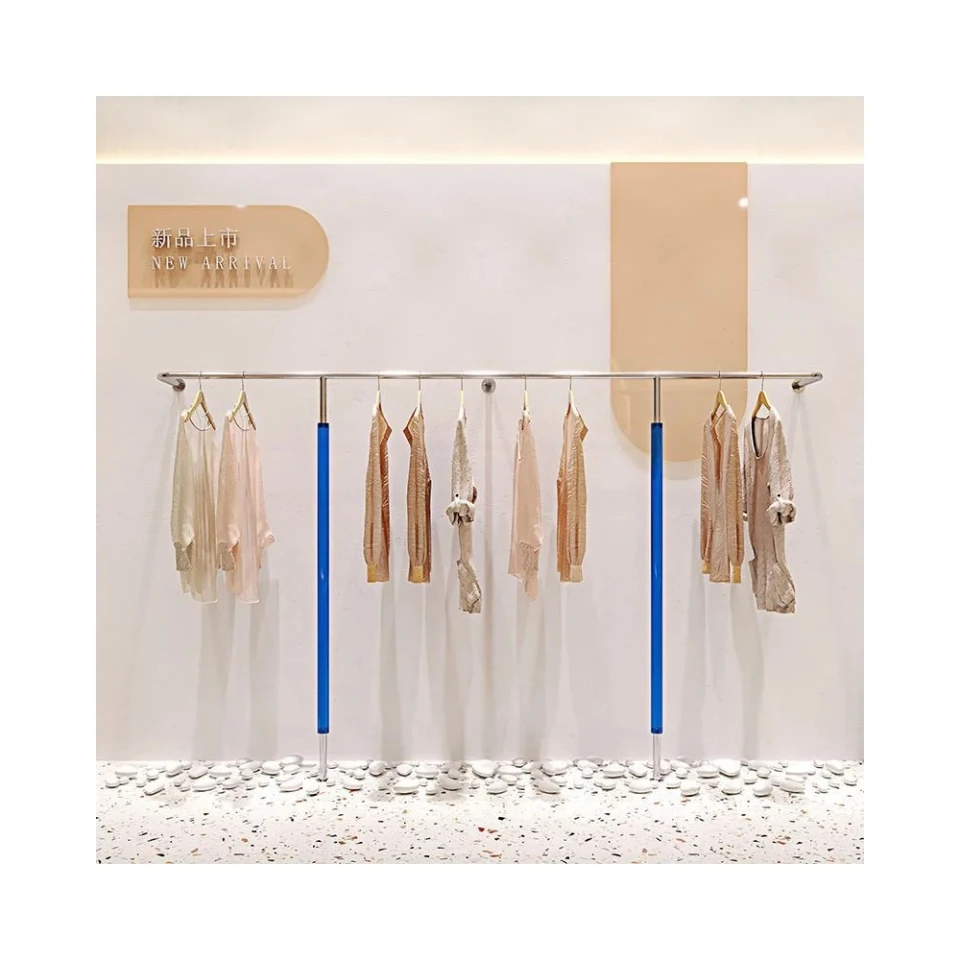 Clothing Shops Display Acrylic Clothing Racks Stand Stainless Steel Wall Mounted Lucite Acrylic Clothing Display Rack
