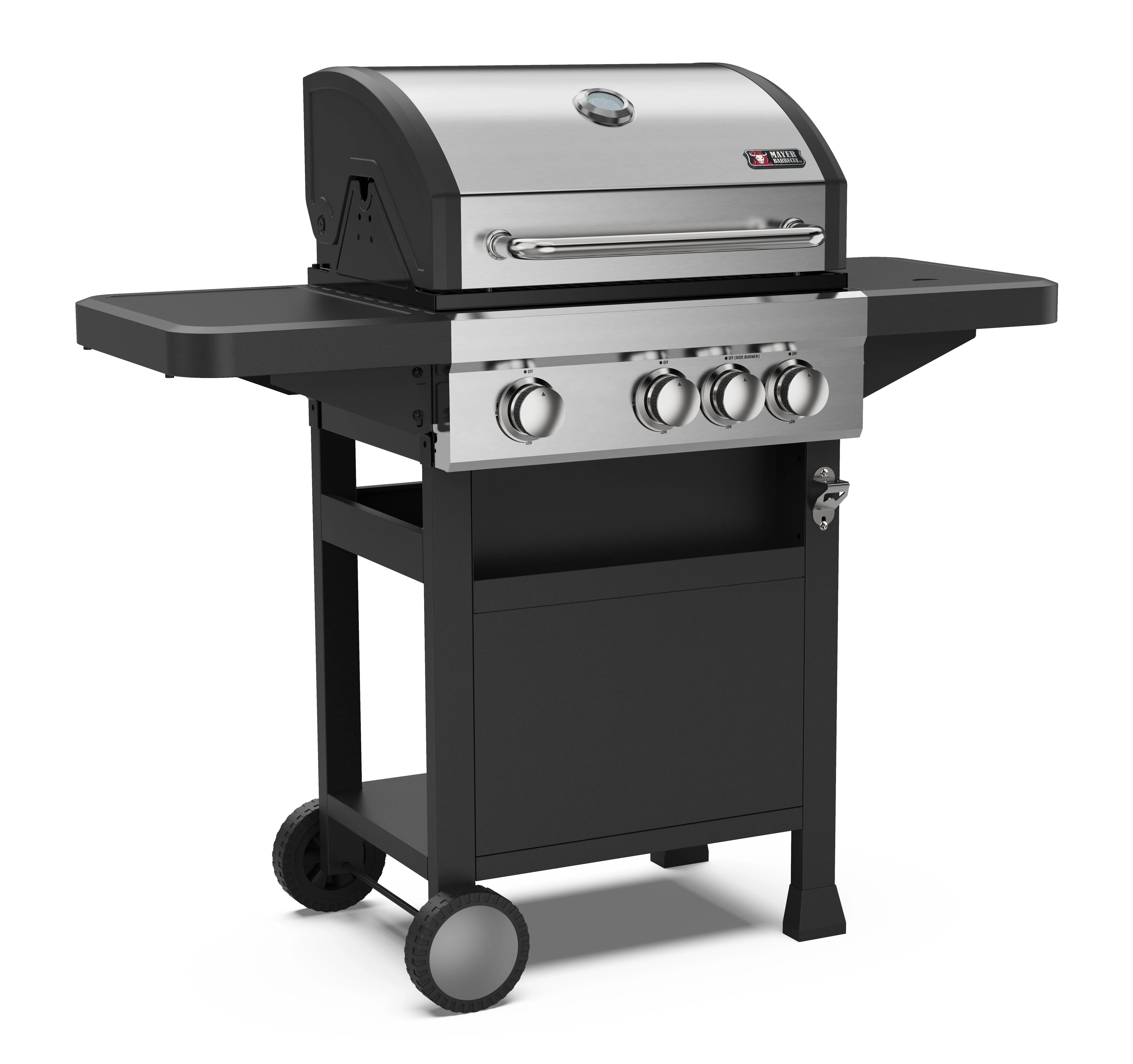 Outdoor 3-Burner Propane Gas Grill Cart Style Gas BBQ Grill Smokeless Gas Barbecue Grill Stainless Steel