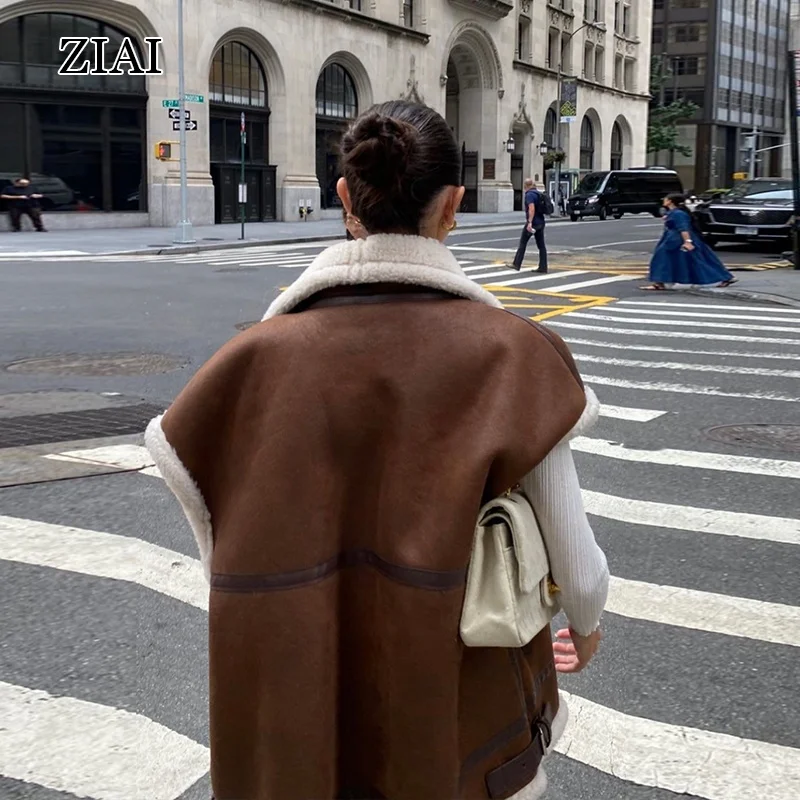 Wholesale Fur Vest Women Faux Fur Scratch Velvet Vest Ladies Suede Faux Lamb Fur Waistcoat