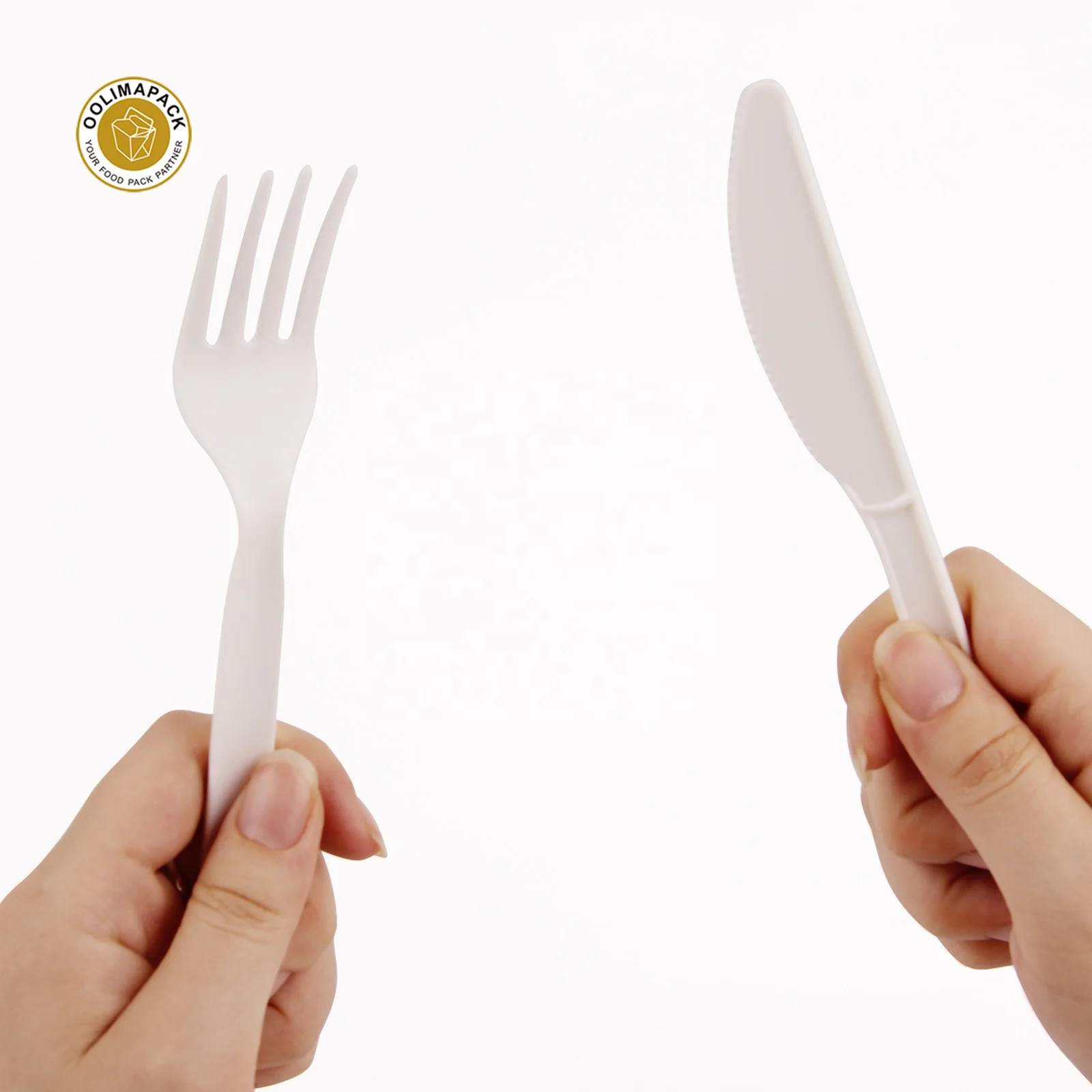 Disposable 100% compostable biodegradable compostable cornstarch CPLA 7inch 17cm cutlery utensils (knife,fork,spoon)