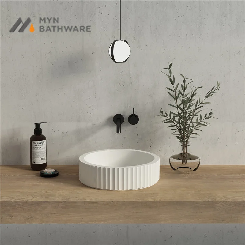 Customization italian design handmade counter top concrete material bathroom vanity hand wash basin sink