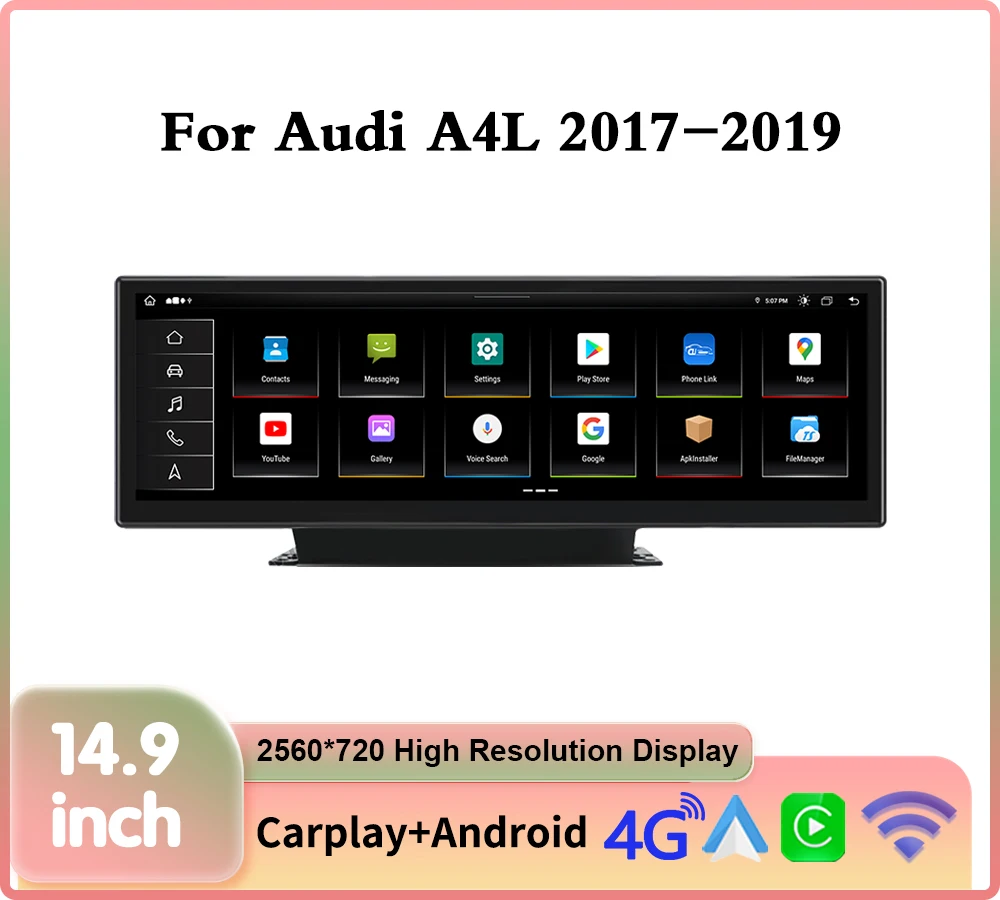 Автомобильный мультимедийный плеер Krando 14 9 с сенсорным экраном и 13 0 Android для Audi A4L A5 2017 - 2019 GPS навигатор стерео Carplay
