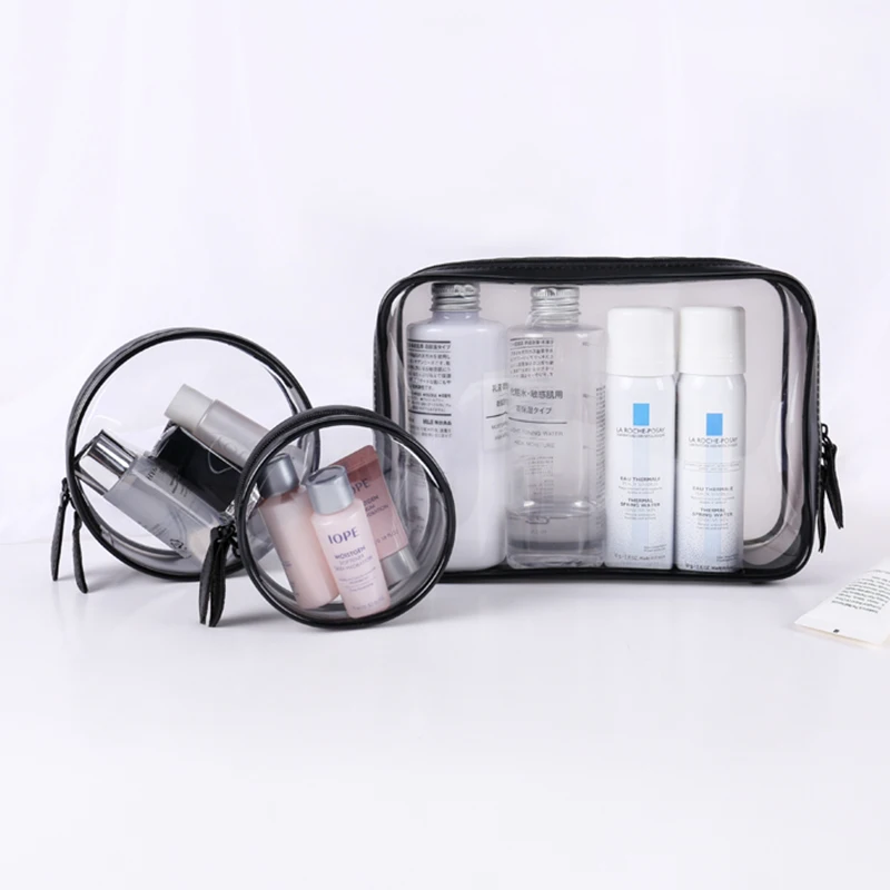 Custom Logo Plastic Small Makeup Bag Waterproof PVC Clear Toiletry Bag Gold Stamp PVC Makeup Pouch with Logo Printing