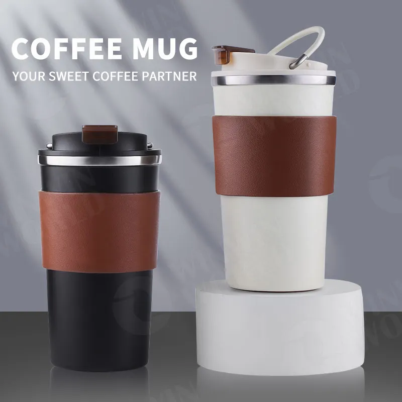 12oz Insulated Stainless Steel Travel Coffee Mugs Portable Double Wall Ceramic Thermo Coffee To Go Cup Tumbler Gift in Bulk