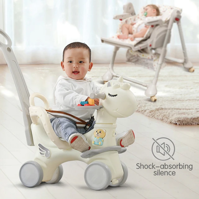 animal design 4 wheels plastic sliding rider rocking horse 3 in 1 children walker kids ride on Rocking Horse