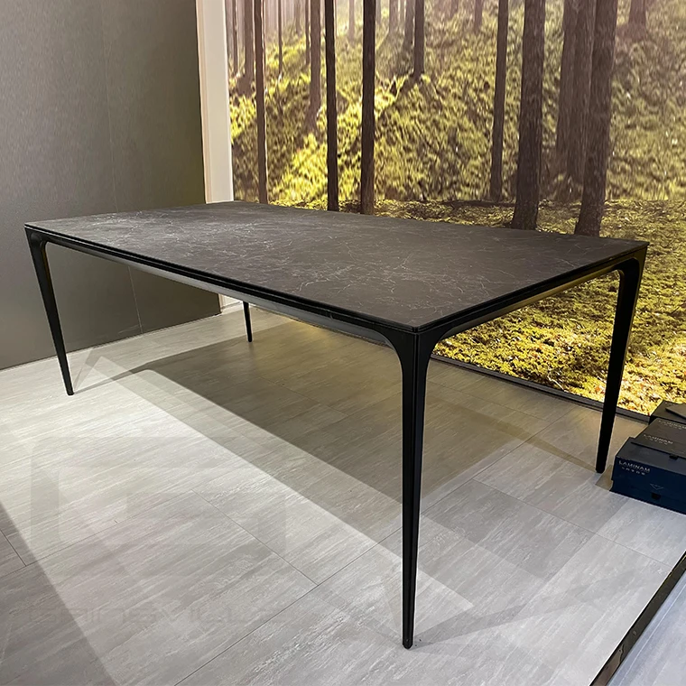 Дизайнерский стиль натуральный мрамор роскошный камень длинный стол в светлый мраморный обеденный