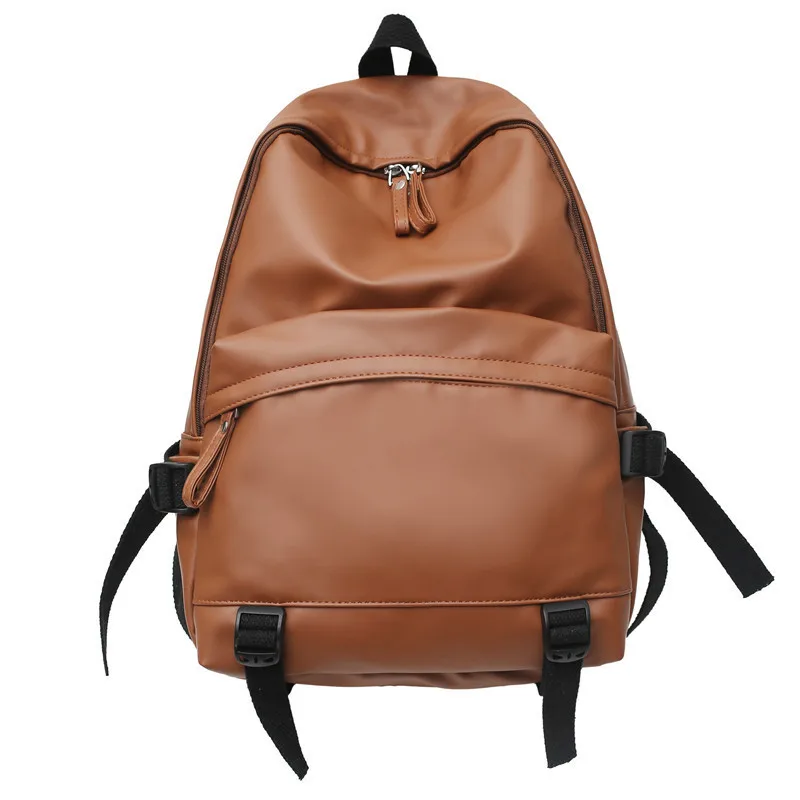 Large Capacity Schoolbag Male Summer College Students Junior High School Ins Japanese Simple Soft Leather Backpack Female