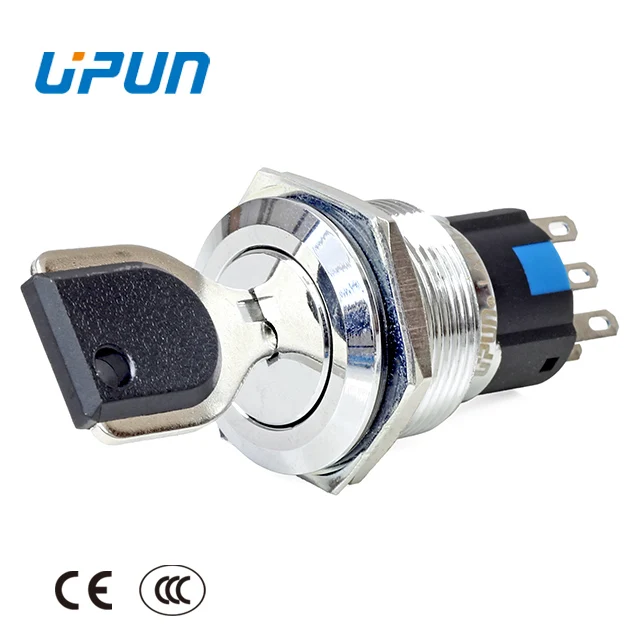 LA130-22J -22YS waterproof metal push button 22mm Key switch, 3 positions 2 changeover IP65