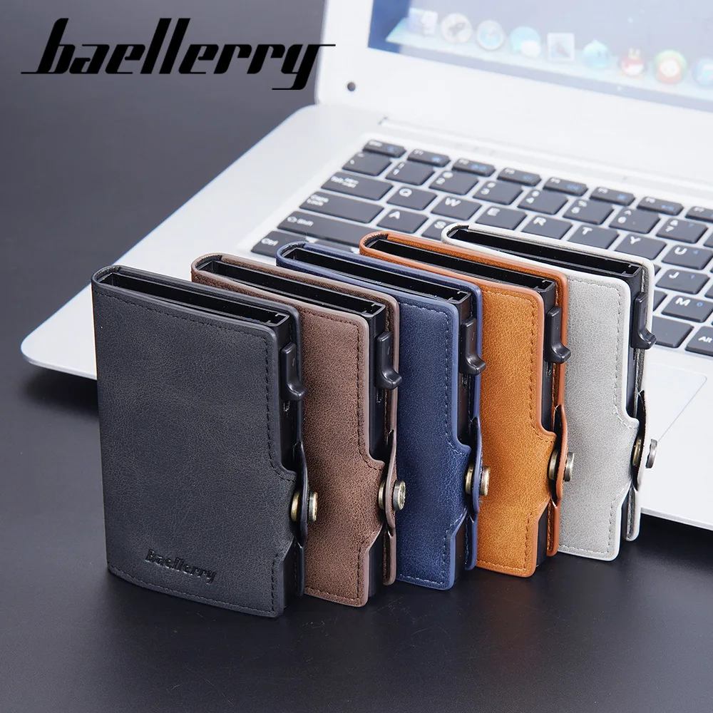 baellerry rfid wallet auto pop up automatic aluminium credit card holder wallet Slim alloy side push Pop up card holder wallet