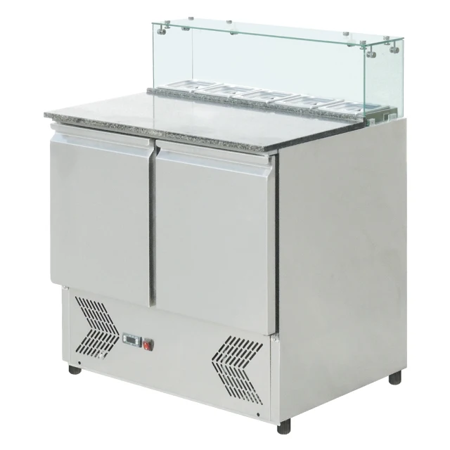 Pizza Refrigerator With Marble Top,Countertop Salad Refrigerator,Salad Bar With GN Pans