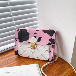 Wholesale 2021 Trendy Fashion Mobile Phone Small Square Bag Color Contrast PU Lattice Messenger Single Shoulder Handbag