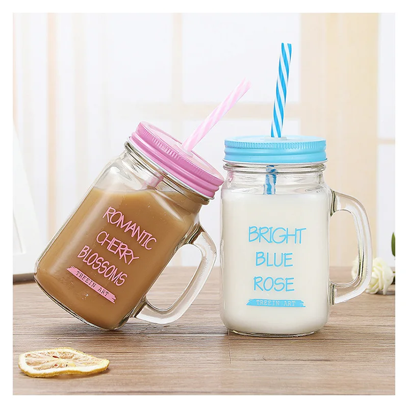 Transparent Bubble Tea Cup Juice Glass Milk Mocha Cups Breakfast Mug Simple Stripe Glass Coffee Cup With Lid and Straw