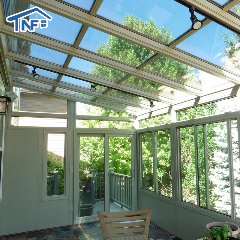 aluminum frame retractable tempered insulated glass greenhouse sunroom houses