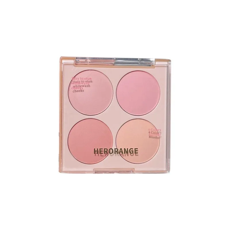 HERORANGE Colorful Sweet 4 Color Blush Powder Palette Natural Matte White Cheek Purple Girl Blusher