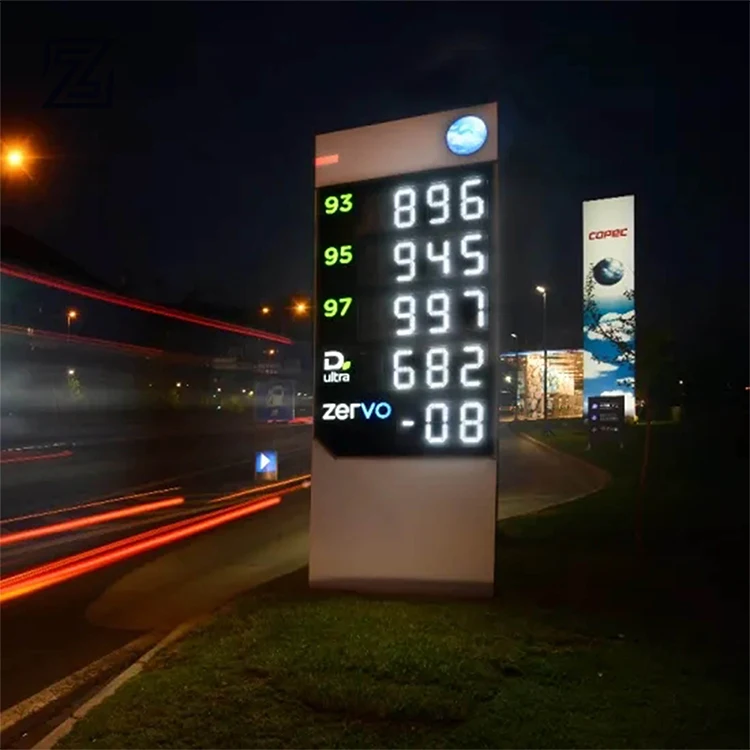 Custom Illuminated Outdoor Display Electric Petrol Fuel Station Digital Pylon Led Gas Price Sign
