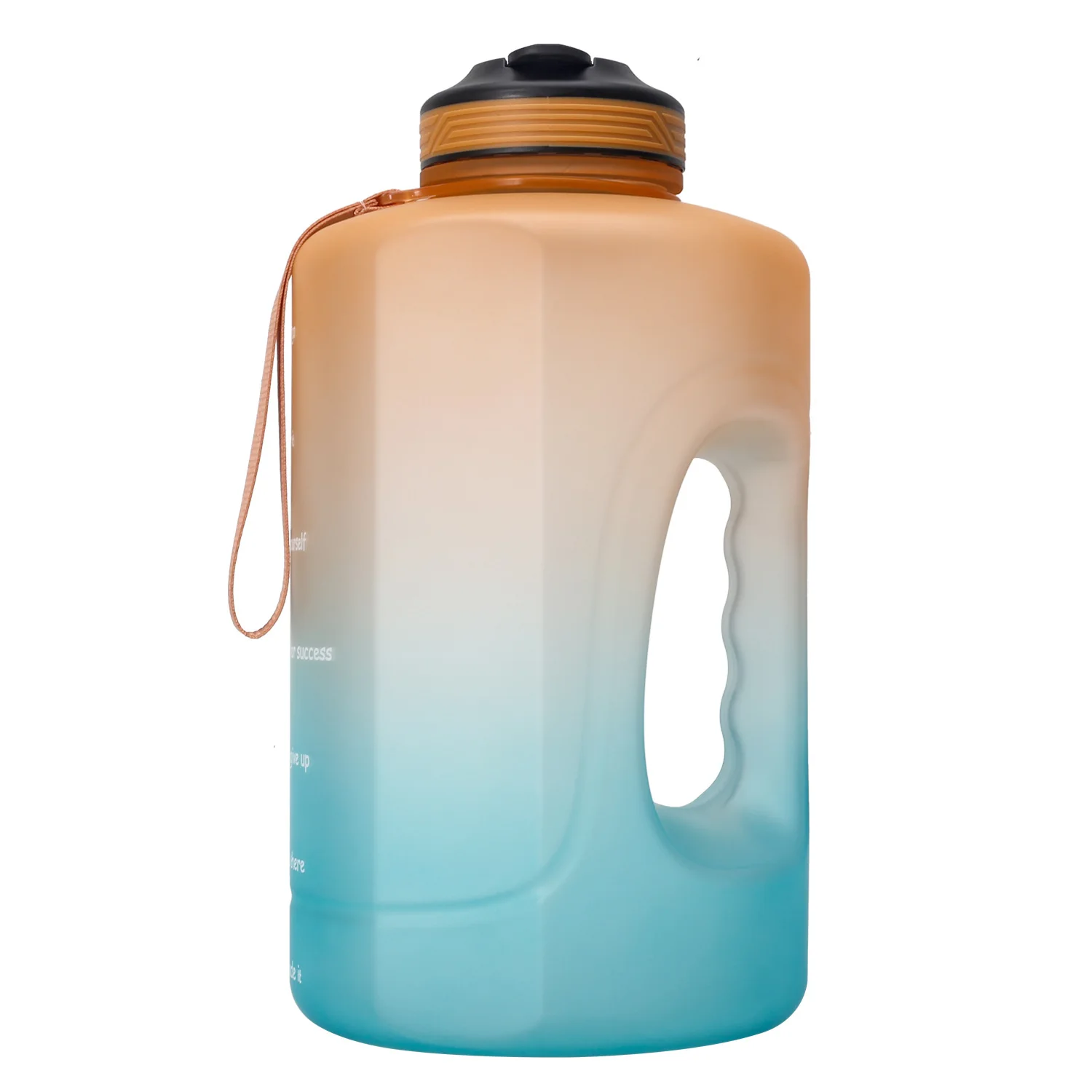 Plastic BPA Free Material Gradient Sports 2.2L Half Gallon 3.78L Gallon Gym Water Bottle with Time Marker