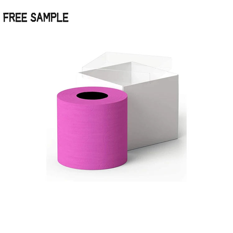 Custom Color 2 Layers 100%Wood Pulp Toilet Paper Household Pink Toilet Tissue