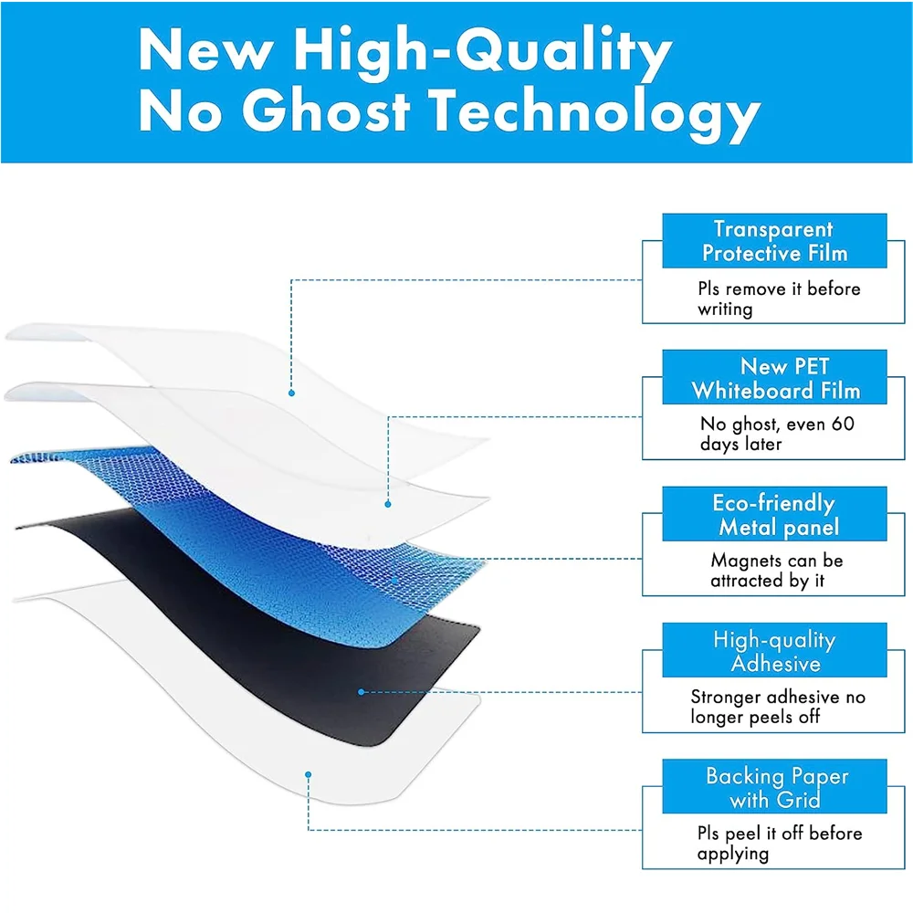 Custom Adhesive Dry Erase Board Sticker Magnetic Whiteboard Contact Paper for Office Home School