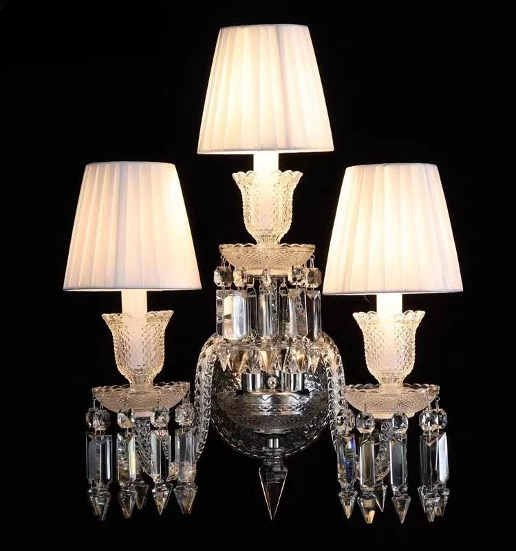 Modern Luxury Crystal LED Sconce Cylindrical Glass Wall Lamp with Candle Bracket for Home Villa Hotel Decoration