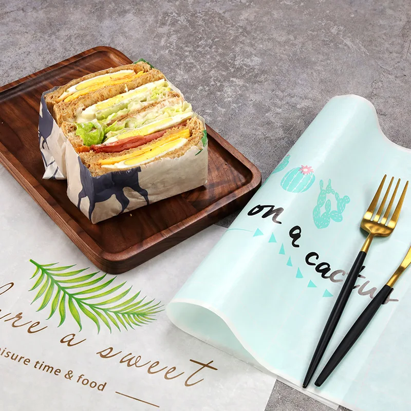 Biodegradable Printed Hamburger Deli Food Wrapping Tissue Paper Greaseproof Sandwich Burger Packaging Papers