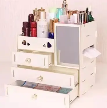 Drawer type wooden desktop cosmetic storage box  jewelry storage