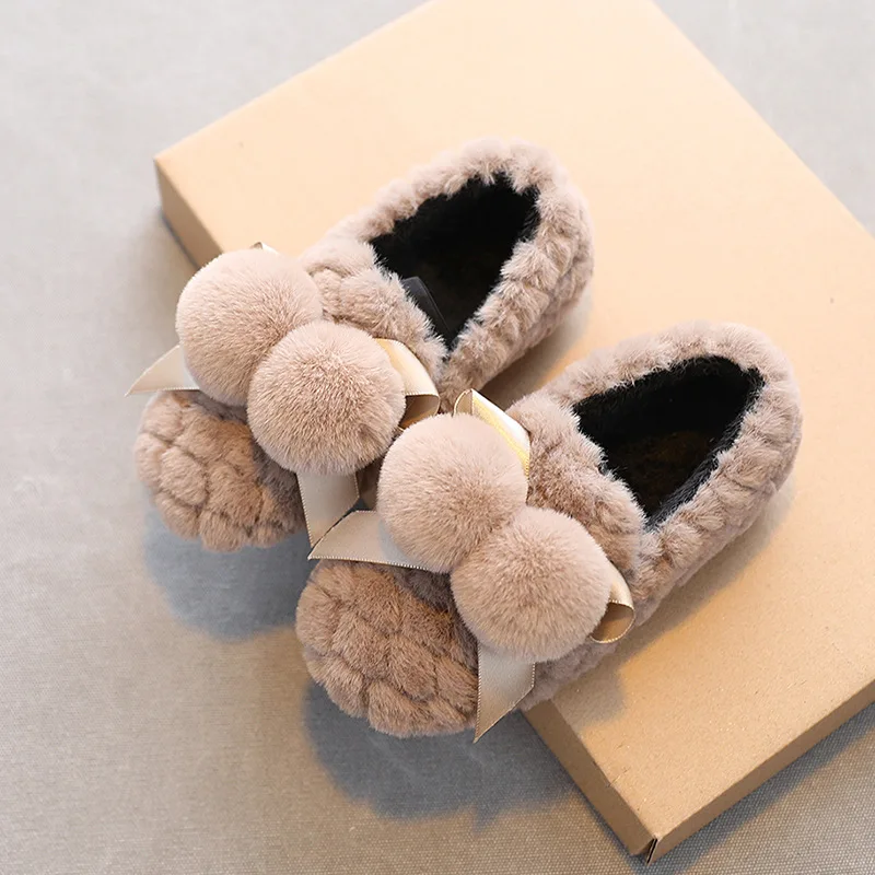 New arrival Fashion Cotton and velvet Thick solid color non-slip kids house warm cotton kid Winter shoes