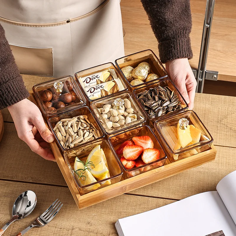 Nordic ins style glass fruit tray, light luxury creative snacks, divided fruit tray