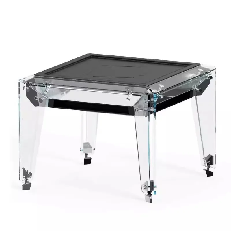 Wholesale Customizable New Design Polyhedral Glass Acrylic Fully Automatic Electronic Mahjong Table For Household Use Game