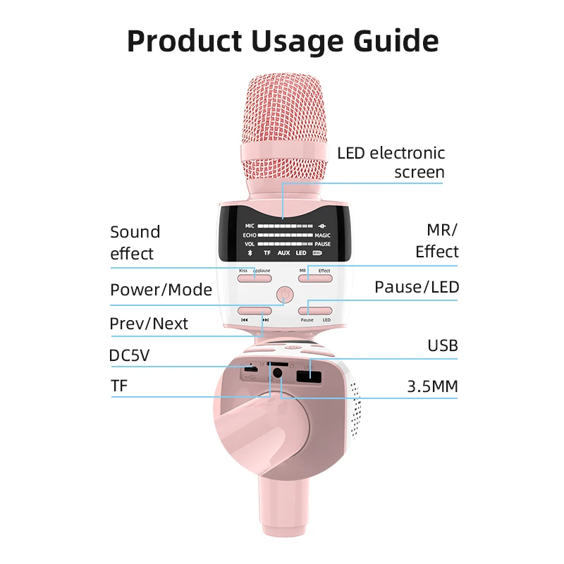 H56L Karaoke Mic and Speaker Microphone Karaoke  Speakers with Sound Card Function Wireless Mike Karaoke Microphone for Home Par