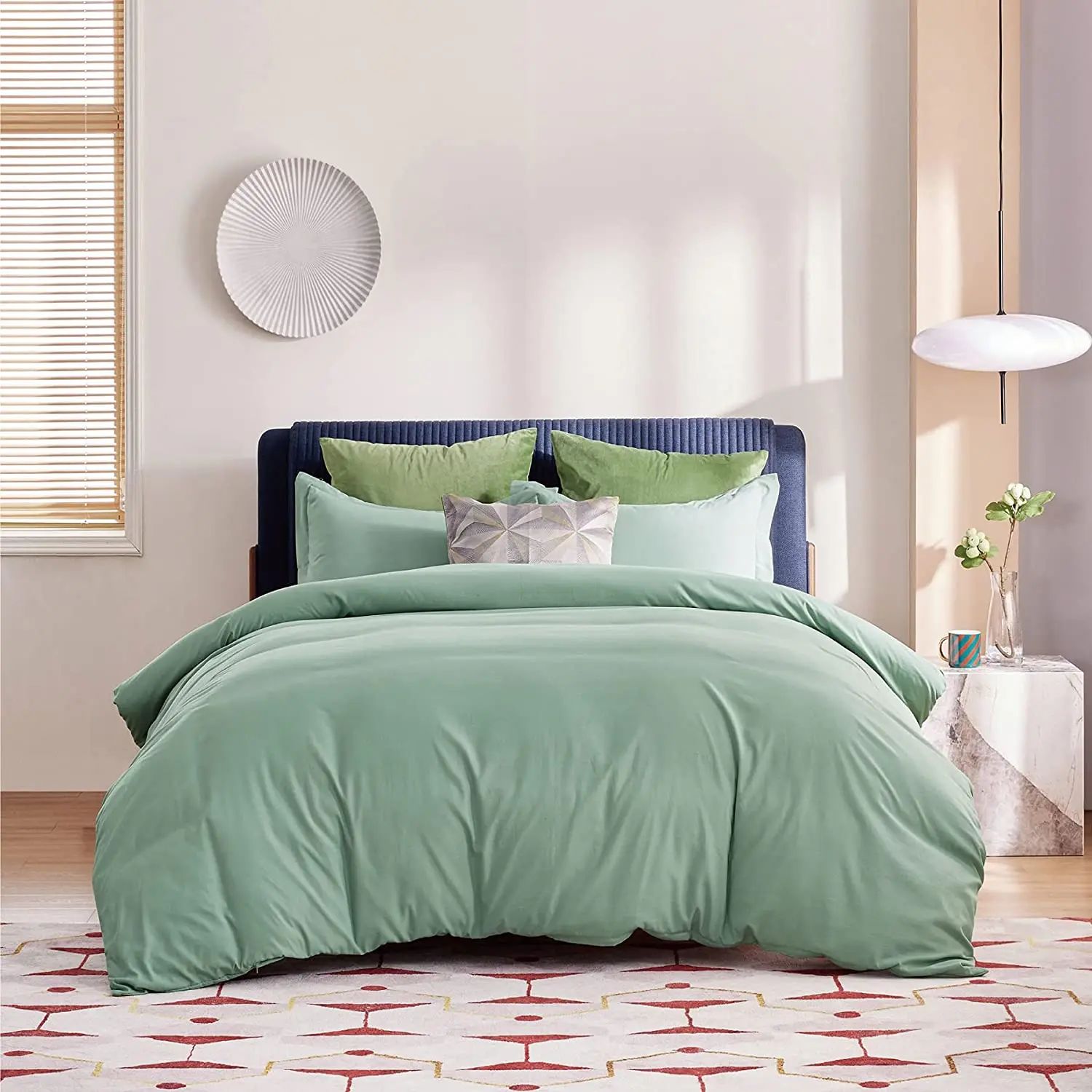 100% Washed Cotton Soft All Season Luxury 3 Piece Queen Size Brushed Microfiber Bedding Duvet Cover